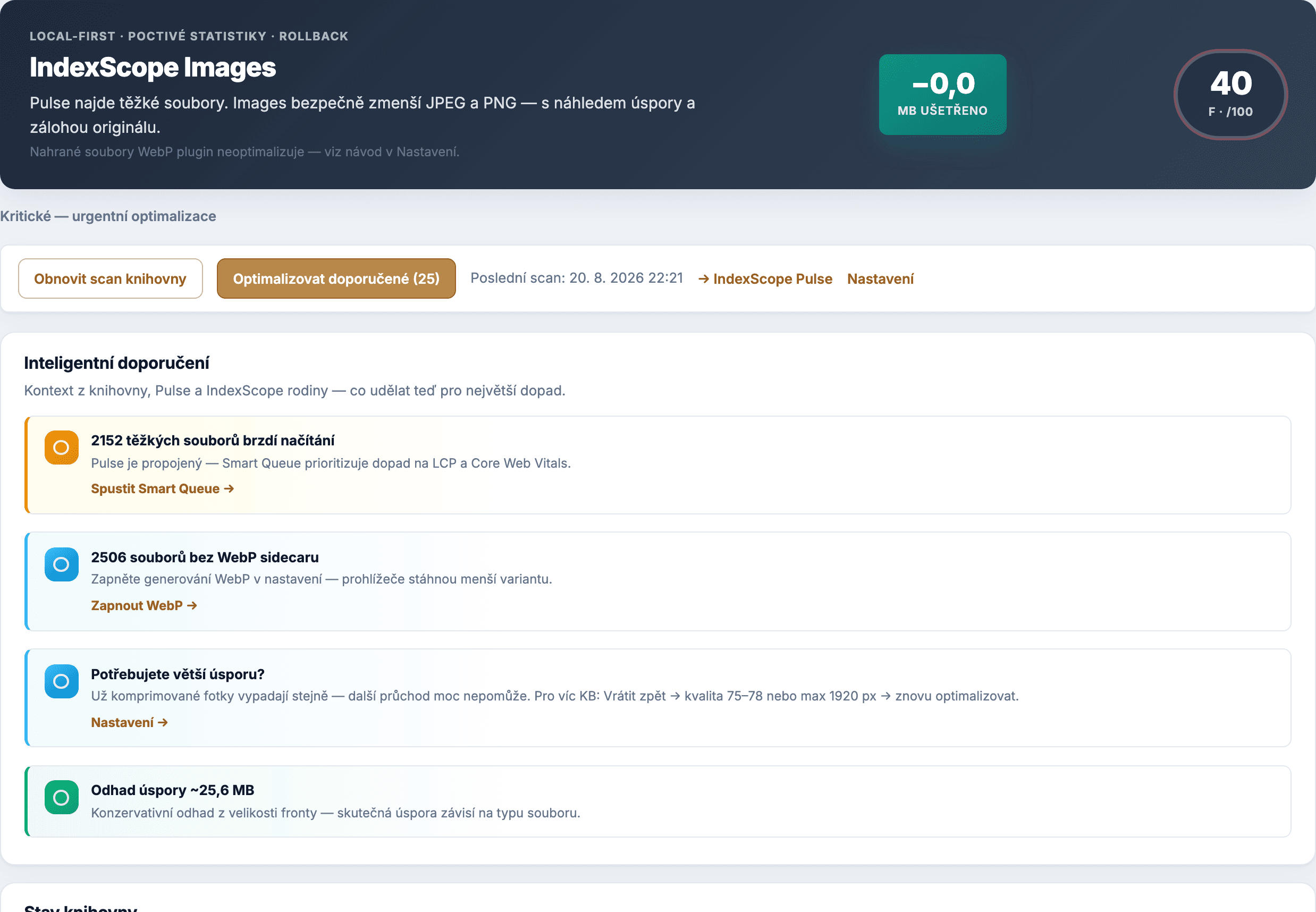 Puluno Images Center — přehled úspor