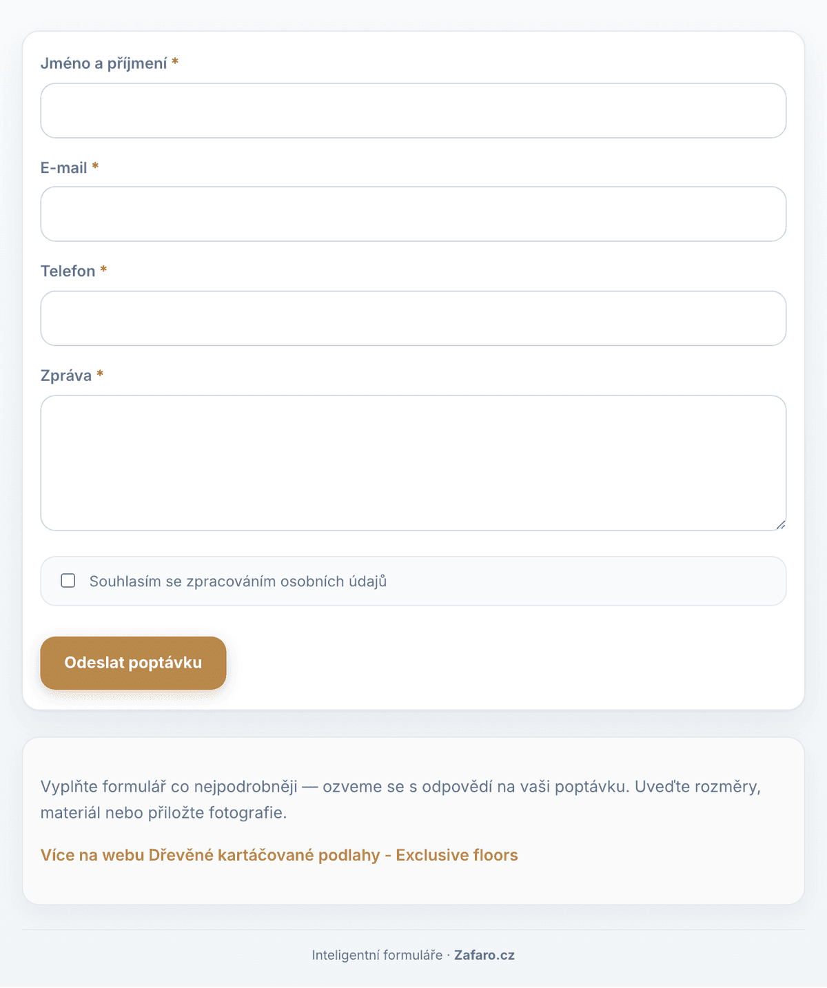 Kontaktní formulář Puluno Forms — desktop embed
