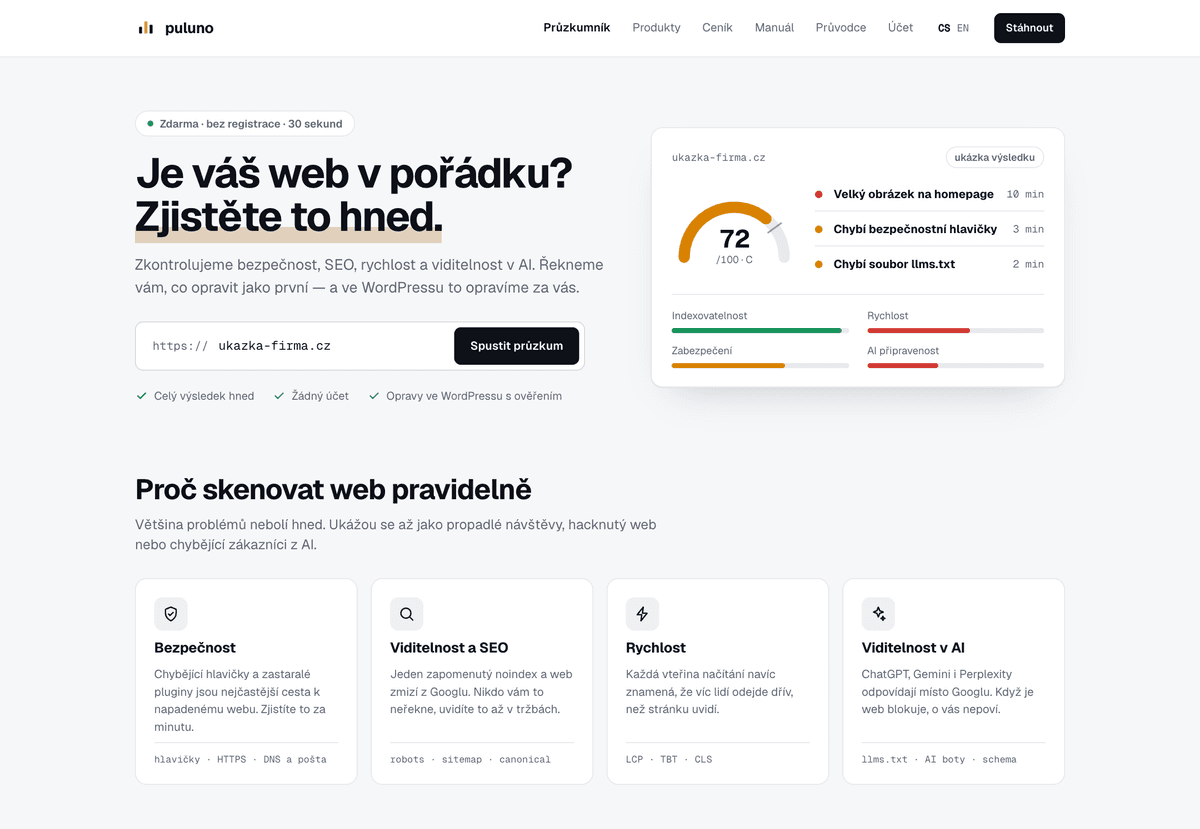 Puluno průzkumník — pole pro adresu webu
