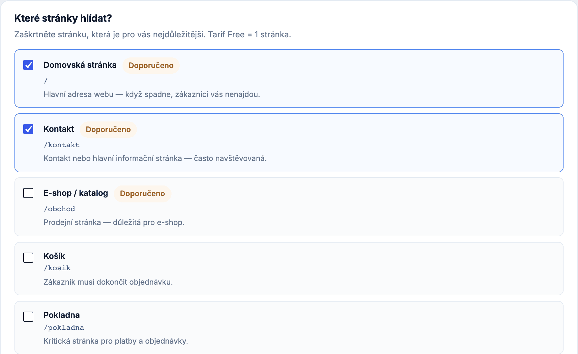 Guard — kritické URL a intervaly